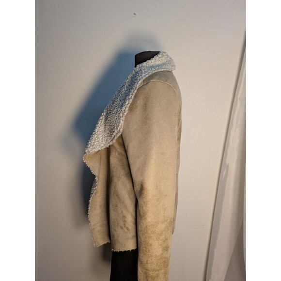 Dylan Faux Suede Open Front White Shearling, Size M - Picture 8 of 14